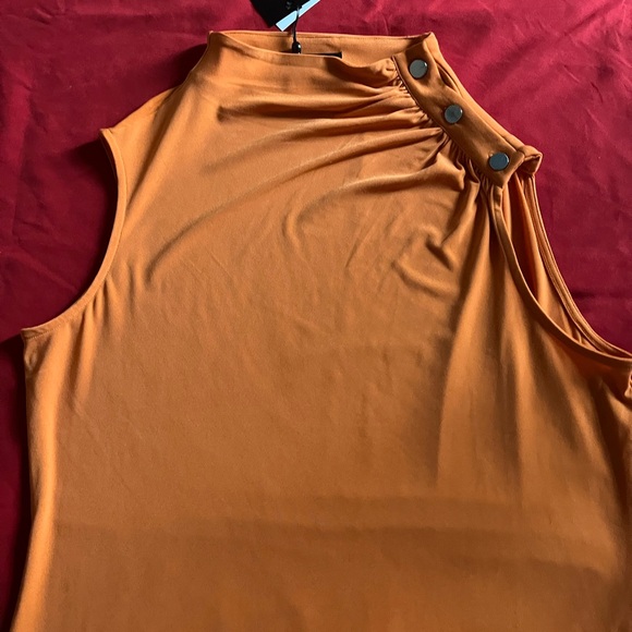 DKNY Orange Sleeveless Blouse with Button Accents. NWT - Picture 1 of 4